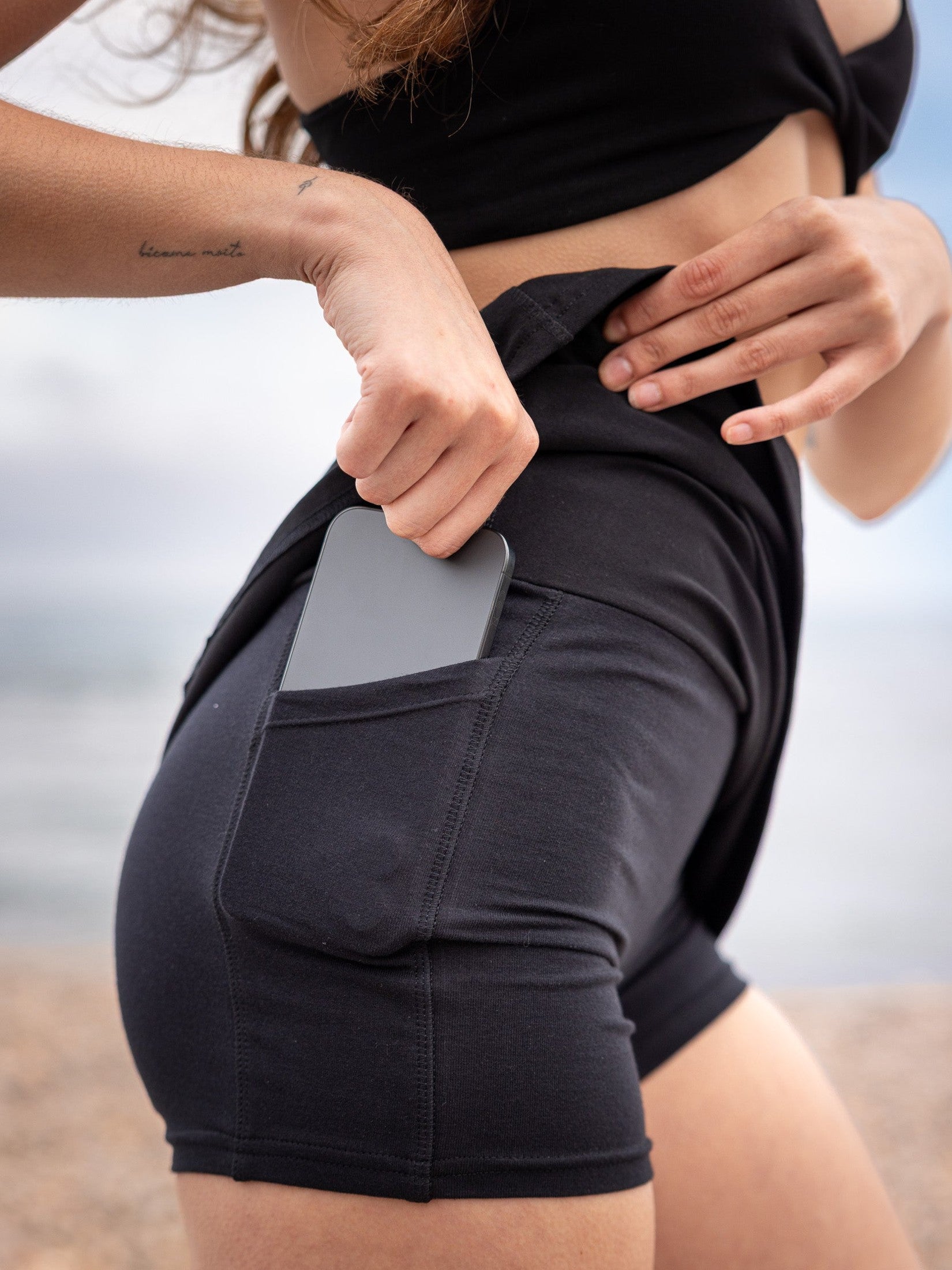 Falda pantalón algodón - Negra