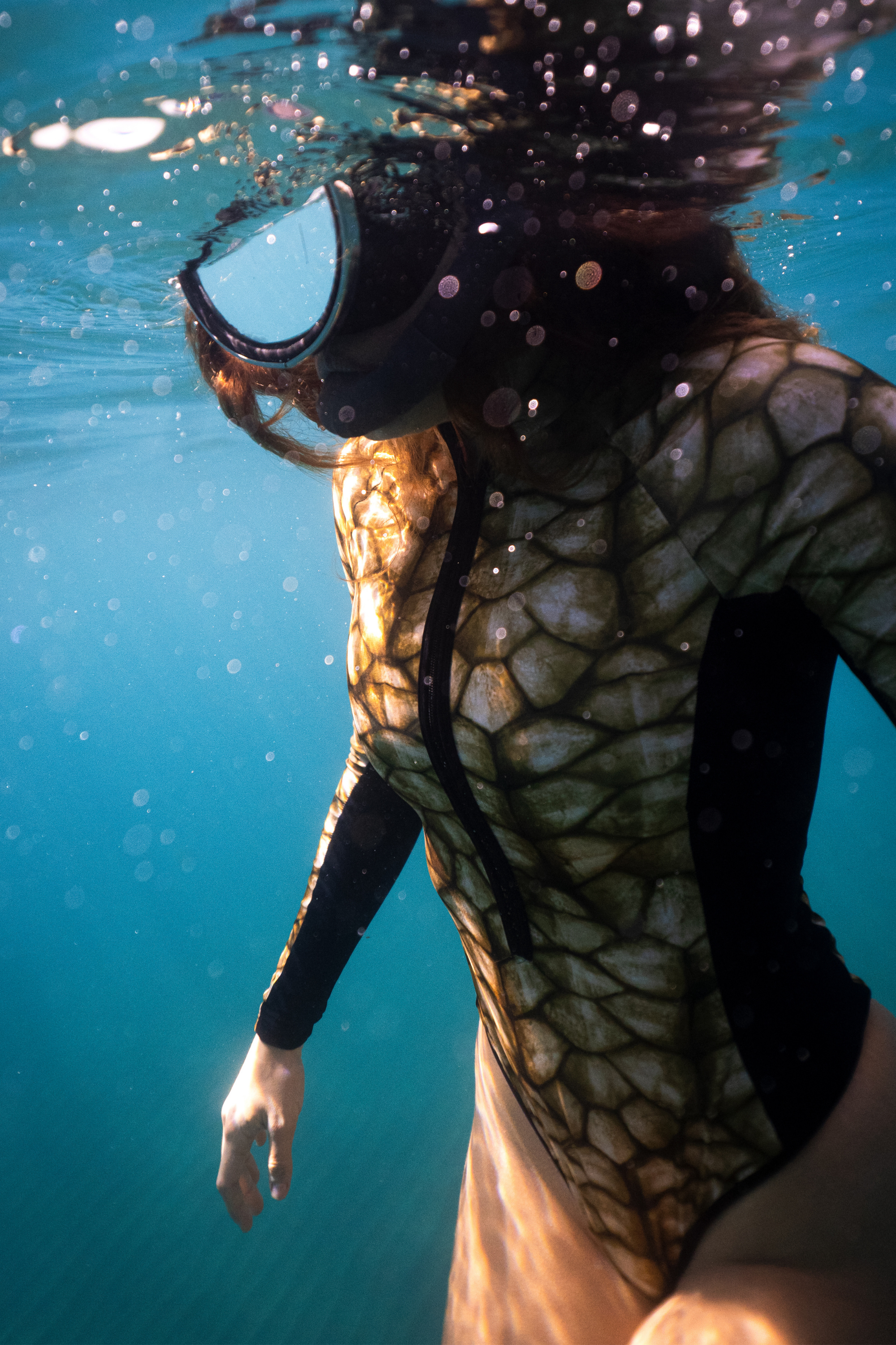 Maillot de bain Surf à manches longues Tortue - Tons Verts