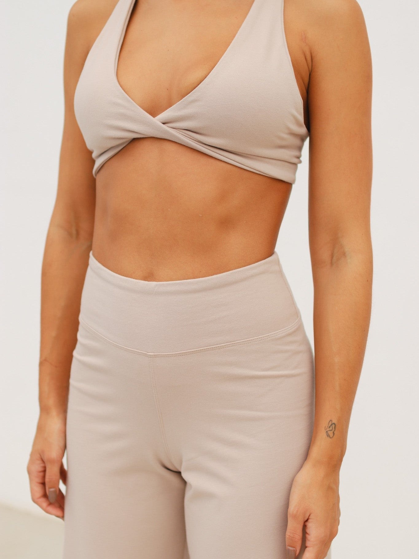 Cotton Crossover Top - Beige