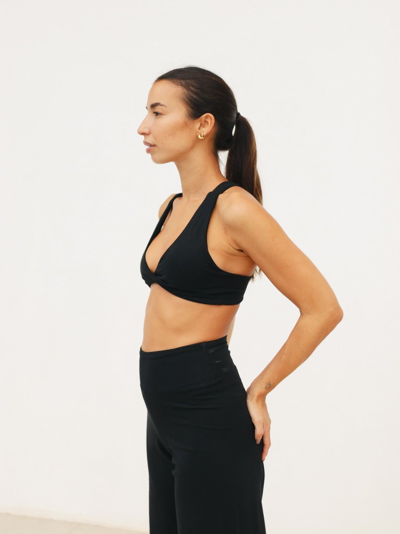 Cotton Crossover Top - Black