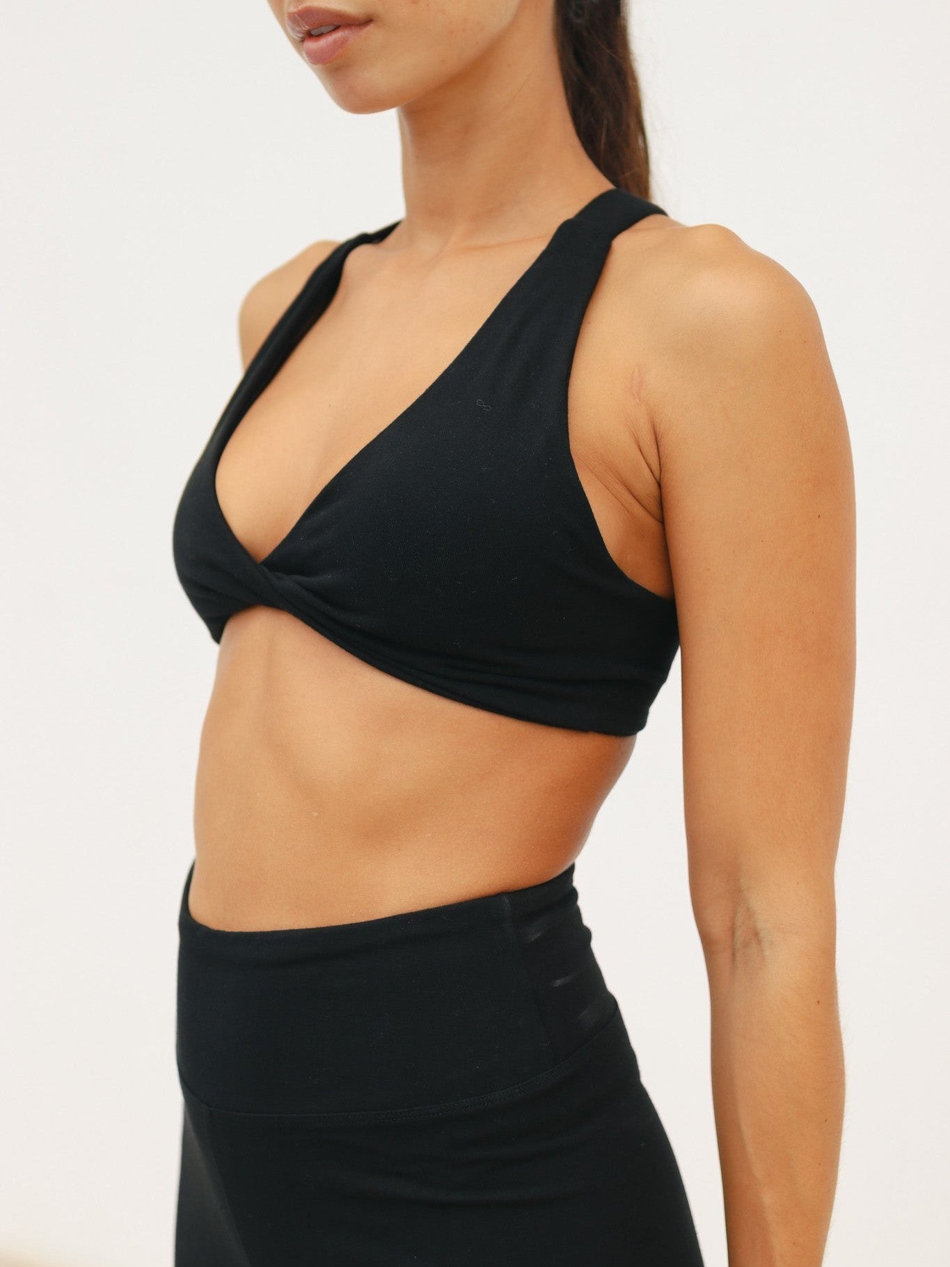 Cotton Crossover Top - Black